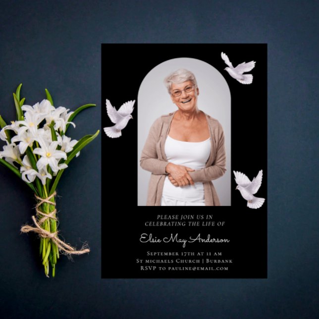 Celebration of life stylish elegant photo invitation (Creator Uploaded)