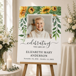 Celebration of Life Sunflower Floral Photo Foam Board
