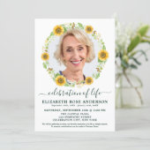 Celebration Of Life Sunflower Floral Photo Invitation 