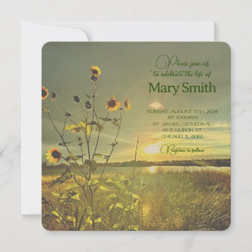 Celebration of Life _ Sunflowers Invitation