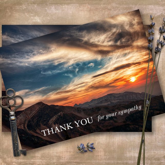 Celebration of Life Sunset Funeral Thank You Card (Sympathy Photo Celebration of Life, In Loving Memory, Forever in our Hearts Funeral thank you cards)