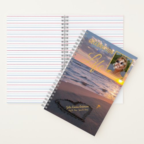 Celebration Of Life Sunset Ocean Photo Register Notebook