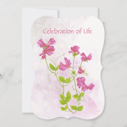 Celebration of Life Sweet Peas Flower Art Invitation