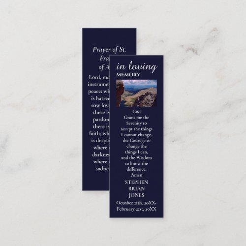 Celebration of Life Sympathy Photo Prayer Card