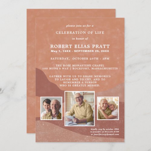 Celebration of Life Terracotta Boho Landscape  Invitation