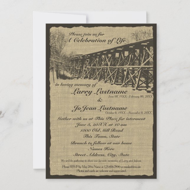 Celebration of Life Train Trestle Invitation (Front)
