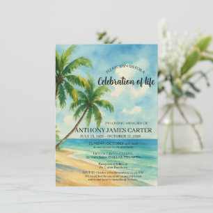 Celebration of Life Tropical Beach Funeral Invitation