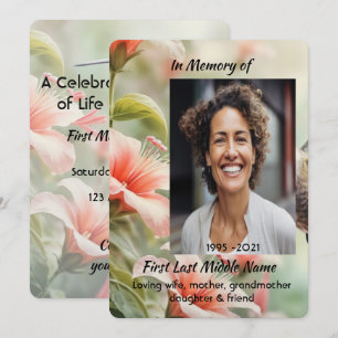 Celebration of Life Tropical Flower Hummingbird Invitation