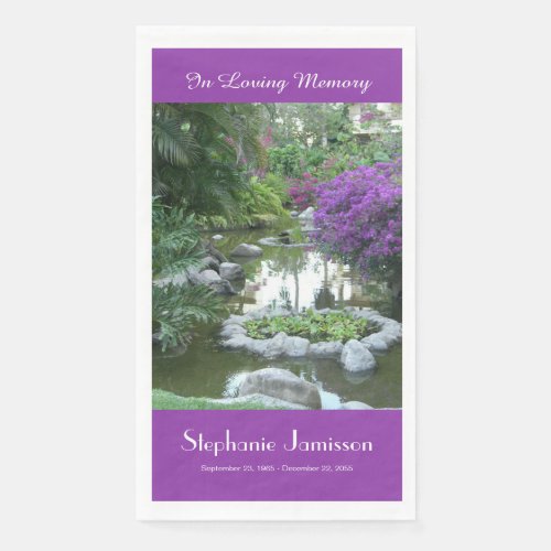 Celebration of Life Tropical Scene Purple Flowers Paper Guest Towels