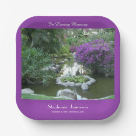 Celebration of Life Tropical Scene Purple Flowers Paper Plates