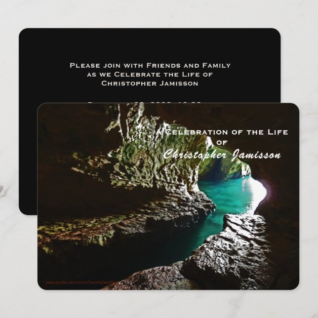 Celebration of Life, Turquoise Water Invitation (Front/Back)
