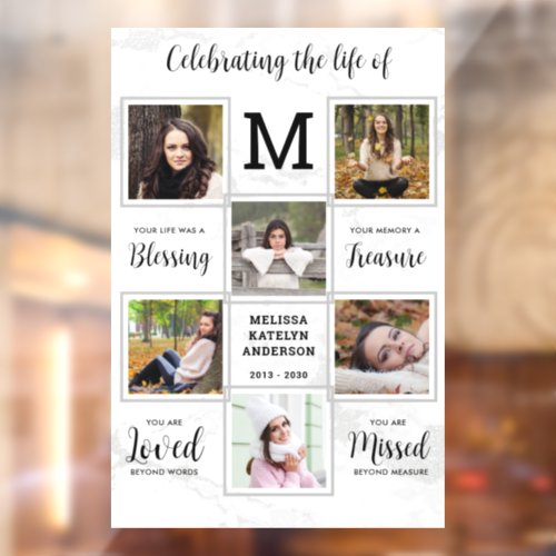 Celebration of Life Unique Photo Memorial Funeral Window Cling