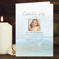 Celebration of Life Watercolor Beach Photo Funeral