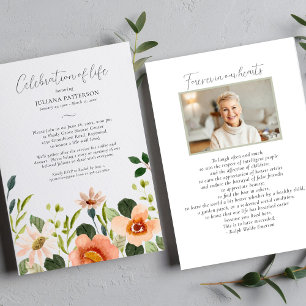 Celebration of Life Watercolor Floral Funeral Invitation