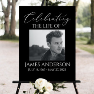 Celebration Of Life Welcome Sign, Black Funeral We Foam Board