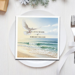 Celebration Of Life White Dove on Beach Napkins