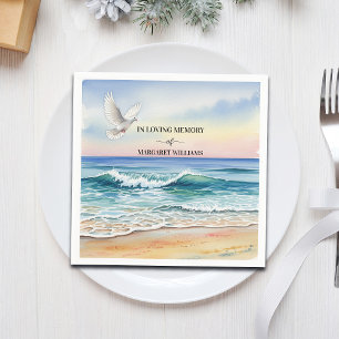 Celebration Of Life White Dove on Beach Napkins