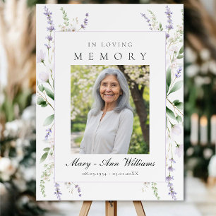 "Celebration of Life" White Lavender Photo Sign