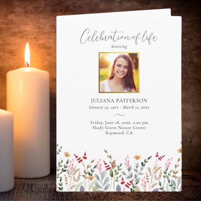 Celebration of Life Wildflower Funeral Photos Program (Creator Uploaded)