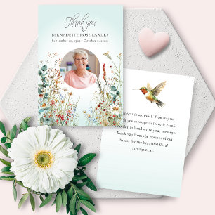 Celebration of Life Wildflowers Hummingbird Thank You Card