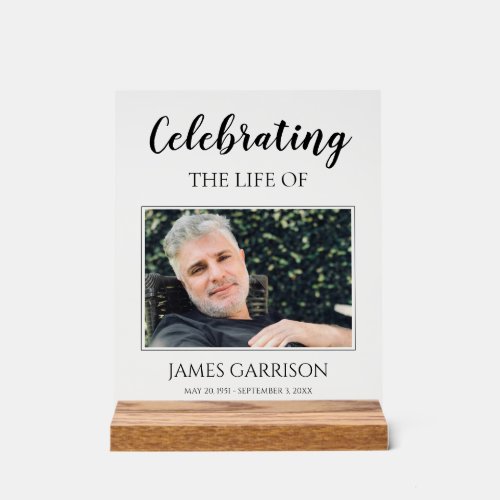 Celebration Of Life with A Photo Memorial Acrylic Sign