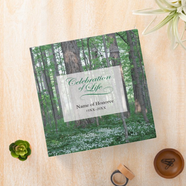 Celebration of Life with Forest Scene Guest Book 3 Ring Binder (In Situ)