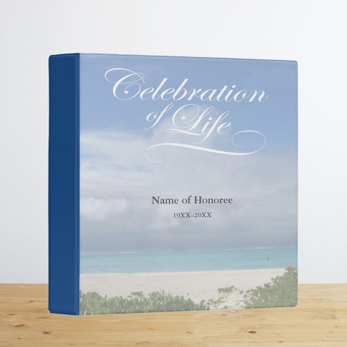 Celebration of Life with Ocean Scene Guest Book Binder