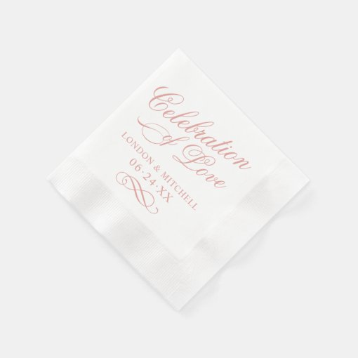 Celebration Of Love Rose Gold Wedding Monogram Napkins Zazzle