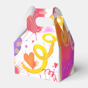 Celebration Of Love Watercolor Hearts Favor Boxes