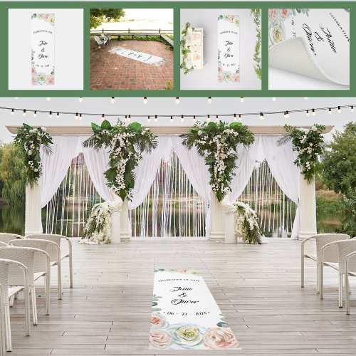 Celebration of love Watercolor roses wedding  Outdoor Rug