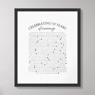 Celebration of marriage list of reasons framed art