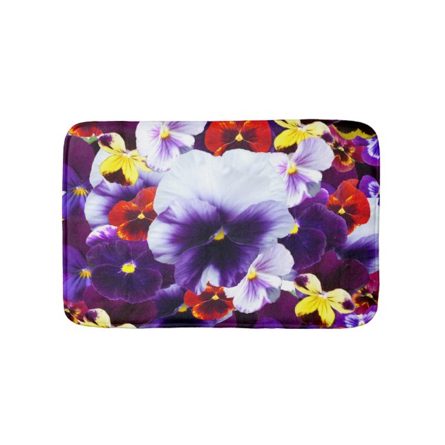 Celebration Of Multi Colored Pansies, Bath Mat (Front)