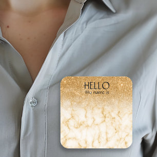 Celebration Party Name Tag Badge Gold Glitter