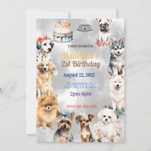 Celebration Paws Festive Dog Birthday Party Theme Invitation