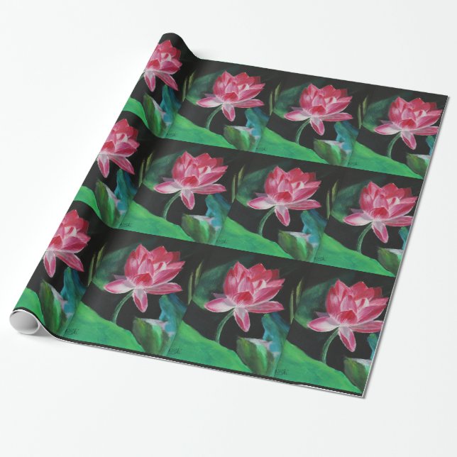 Celebration Pink Lotus Glossy Wrapping Paper (Unrolled)