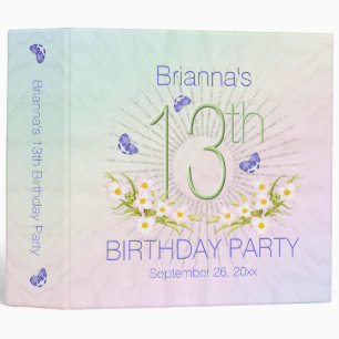 Celebration Rainbow 13th Birthday Party 2 inch 3 Ring Binder