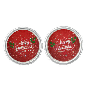 Celebration Red, Merry Christmas Cufflinks
