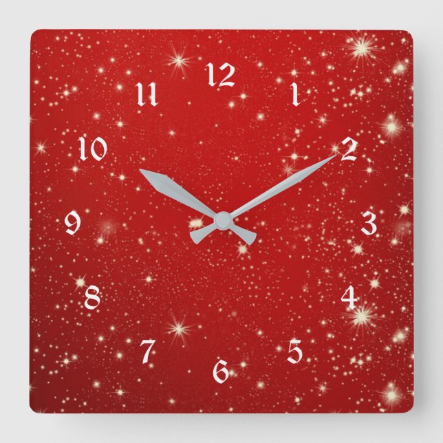 Celebration red square wall clock (Front)