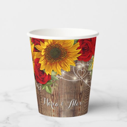 Celebration Sunflowers and Red Roses Paper cup