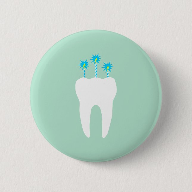 Celebration Tooth with Candles Button (Front)