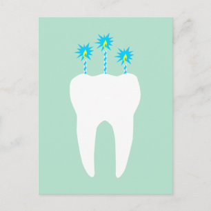 Celebration Tooth with Candles Invitation Postcard