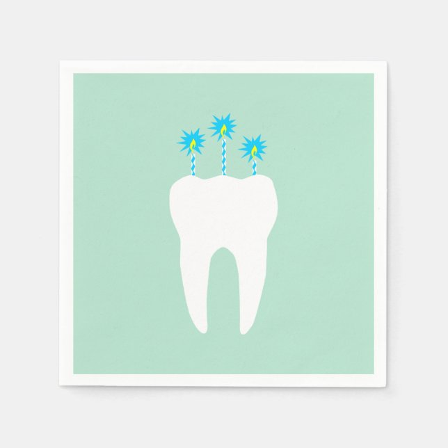 Celebration Tooth with Candles Napkins (Front)