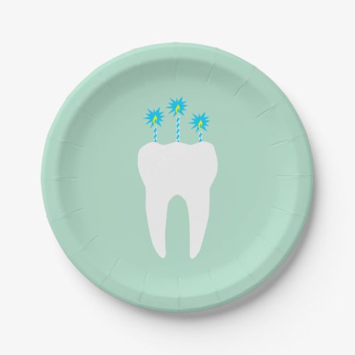 Celebration Tooth with Candles Paper Plates