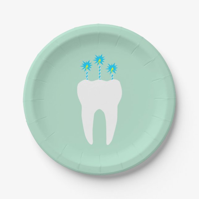 Celebration Tooth with Candles Paper Plates (Front)