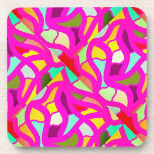 Celebration with a pink mosaic design beverage coaster