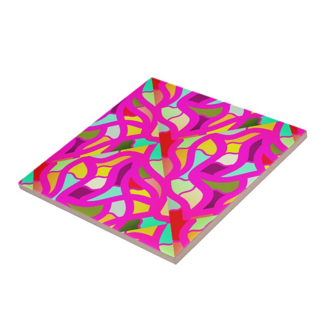 Celebration with a pink mosaic design ceramic tile (Side)