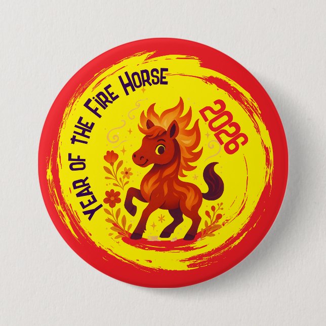 Celebration Year of the Horse Chinese New Year Button (Front)