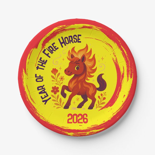 Celebration Year of the Horse Chinese New Year Paper Plates (Front)