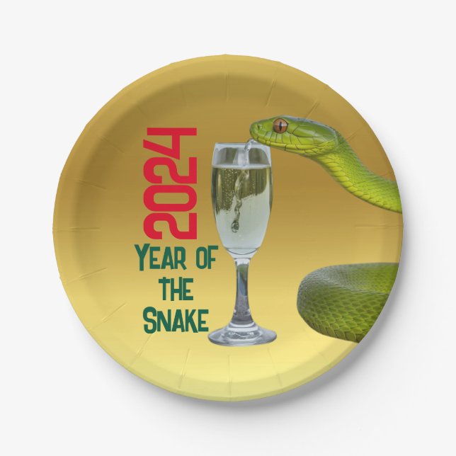 Celebration Year of the snake Chinese New Year Paper Plates (Front)
