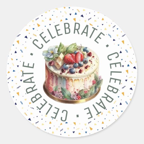 Celebrations Cakes and Confetti Round Stickers